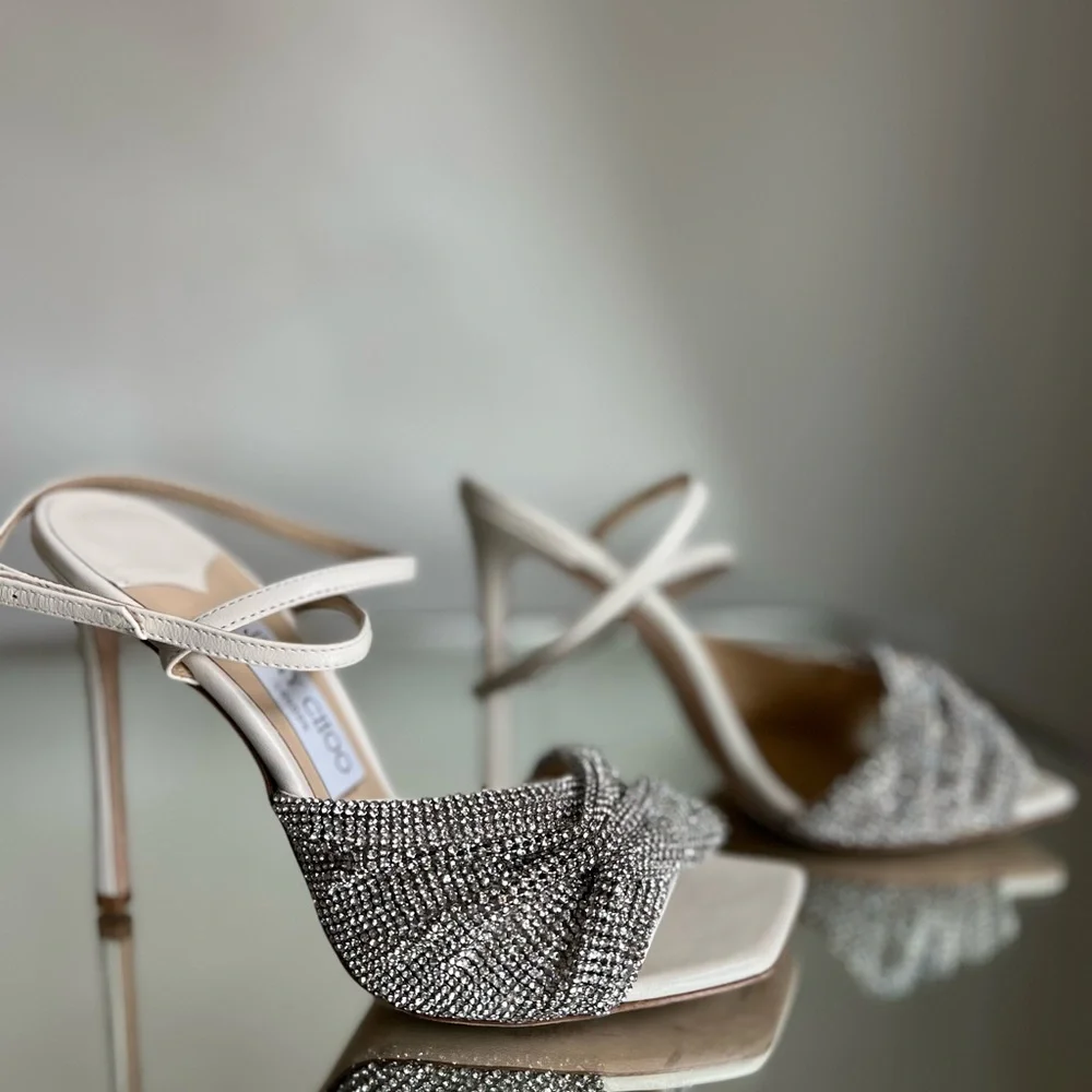 Like new JIMMY CHOO Naria 110 crystal-embellished leather sandals $1,625 - Picture 11 of 17